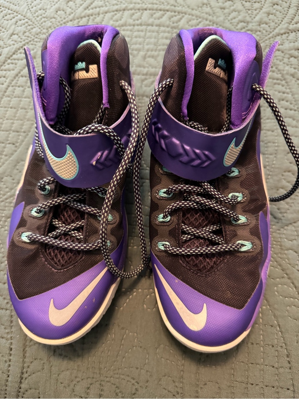 Nike Kids Purple and Teal Basketball Sneakers